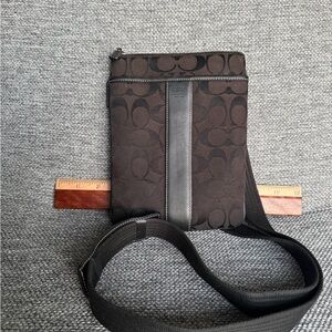 Coach Brown and Black Signature Messenger Bag